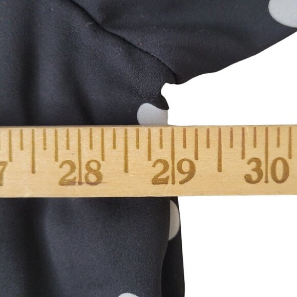 Peter Nygard Blouse Sz 3X Polka Dot Button Front Tie Bottom Roll Tab Black White - Picture 7 of 8